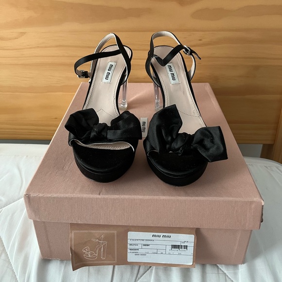 miu miu satin bow platform sandal - Picture 2 of 5